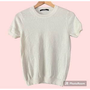 Quince Mongolian Cashmere Sweater Tee Short Sleeve White Size Medium